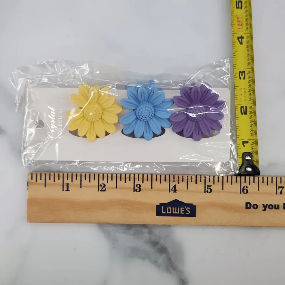 *NEW* 3 pc Daisy Flower Claw Clip Set Pastel Hair Accessories Yellow/Blue/Purple
